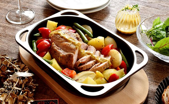 スペースパンで作る「ローストポーク＆ハニーマスタードソース」レシピ