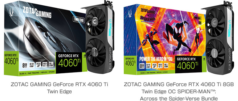 GeForce RTX 4060 Tiを搭載するZOTAC社製グラフィックボード2製品を