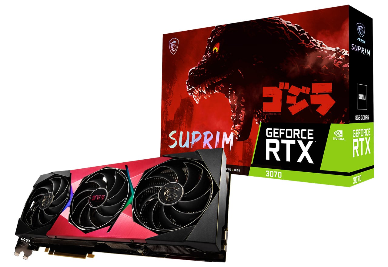 GeForce RTX 3070 SUPRIM SE 8G LHR x GODZILLA | MSI グラフィック