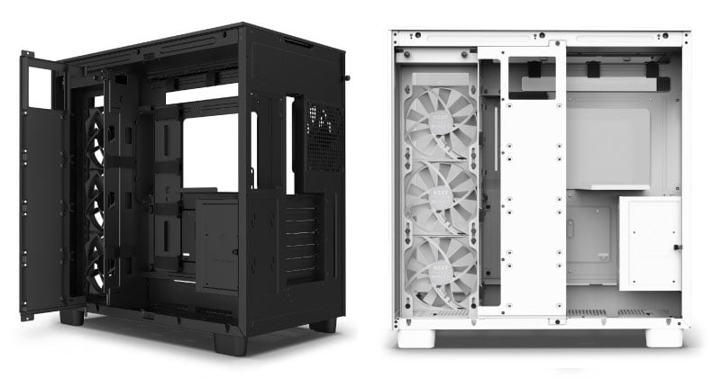 NZXT H9 Flow Black 2層構造ミドルタワーPCケース ブラック｜CM-H91FB
