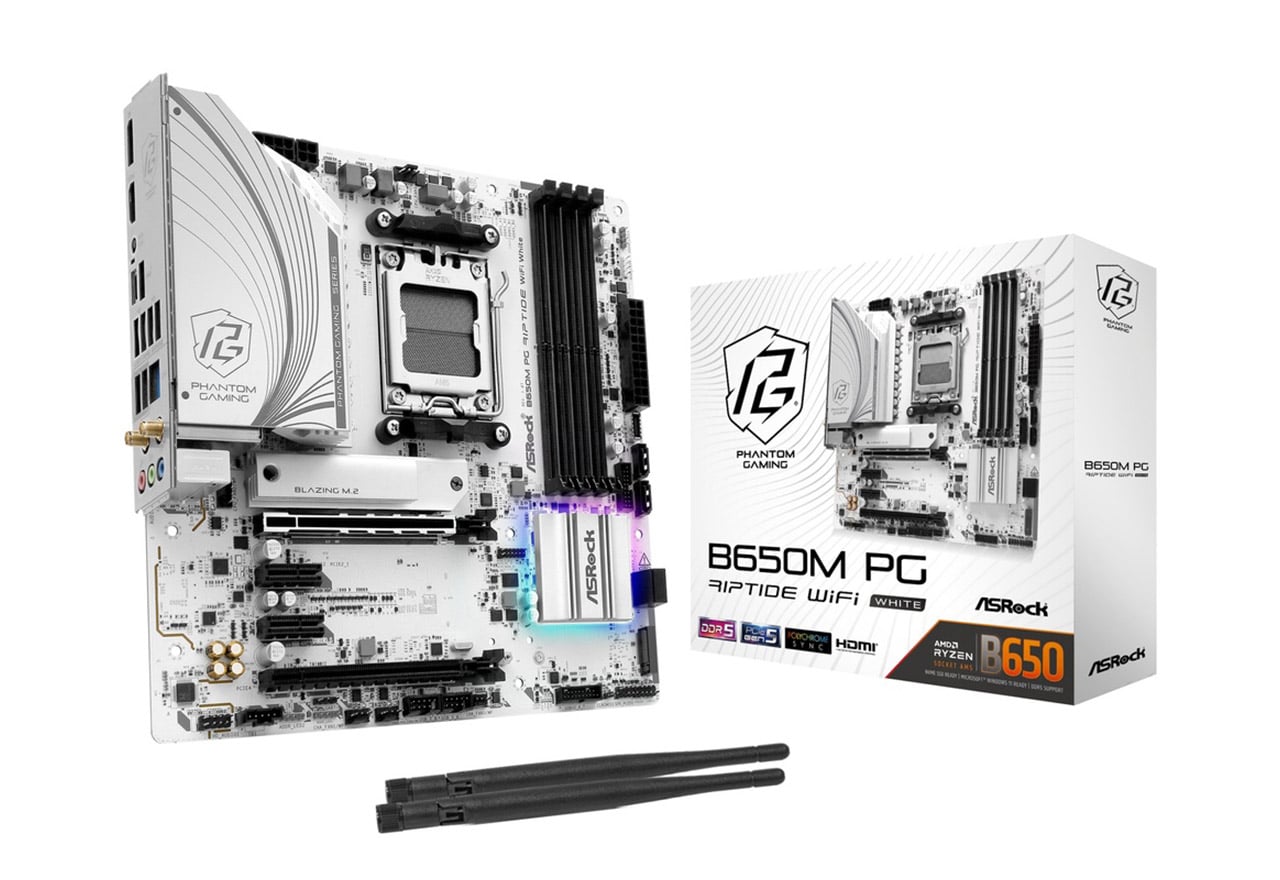 B650M PG Riptide WiFi White | ASRock マザーボード AMD B650チップ