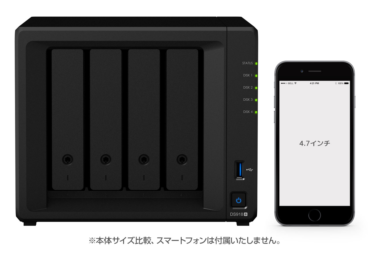 DiskStation DS918+ | Synology ビジネス向け 4ベイオールインワンNAS