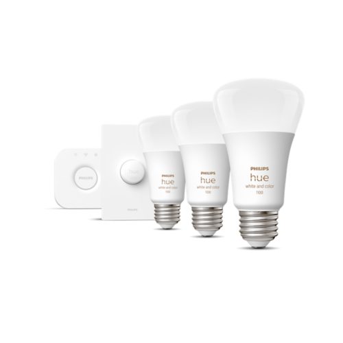 Hue スターター キット: E26 LED 電球 3 個 + Hue ディマースイッチ +