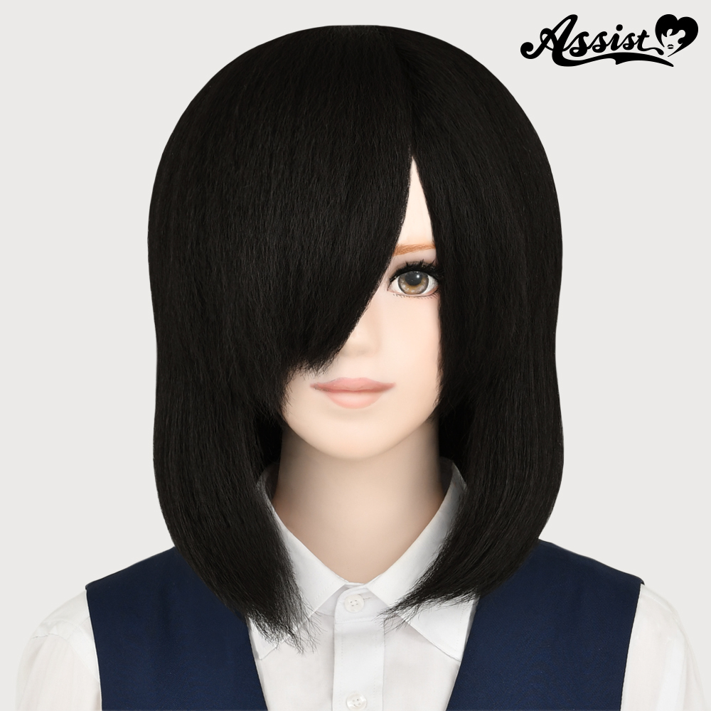 コスプレ用ウィッグ ナチュラルレイヤー ワッフル加工風 ブラック 1B