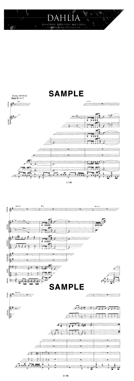 バンドスコア】DAHLIA / X JAPAN 提供:ドレミ楽譜出版社 | 楽譜＠ELISE