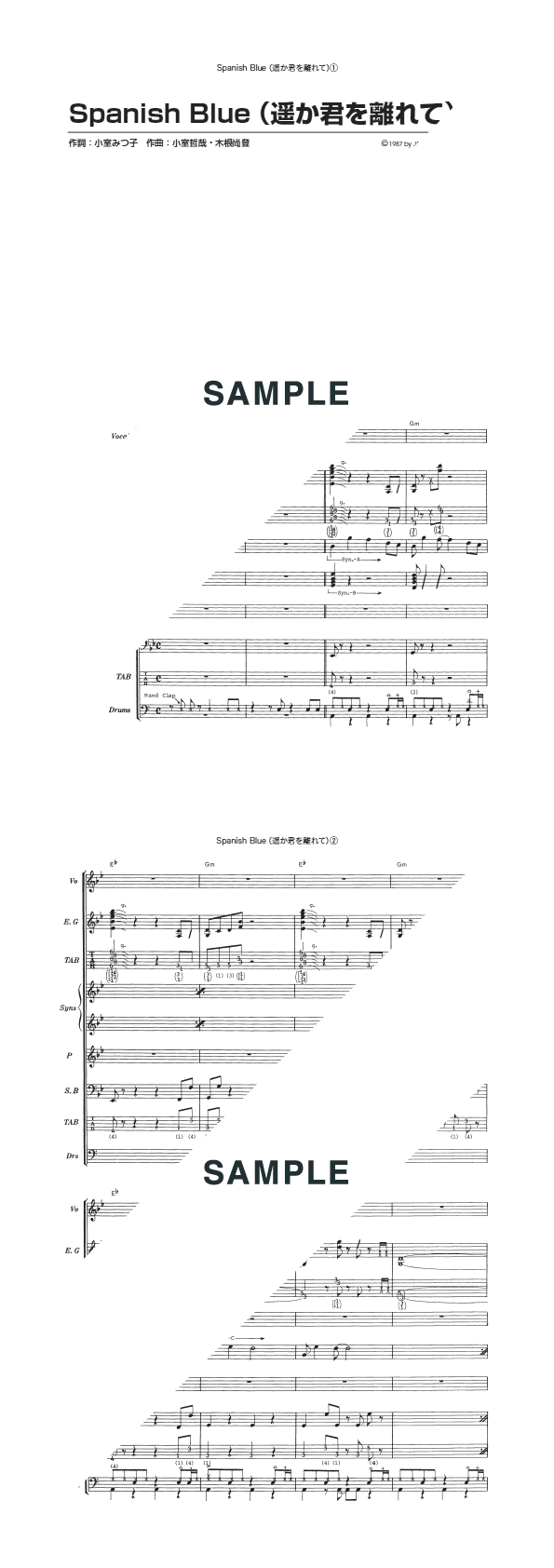 バンドスコア】Spanish Blue（遥か君を離れて） / TM NETWORK 提供:KMP