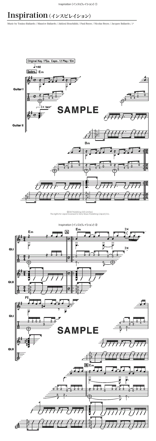 楽譜一覧】ギター | 楽譜＠ELISE（アットエリーゼ）