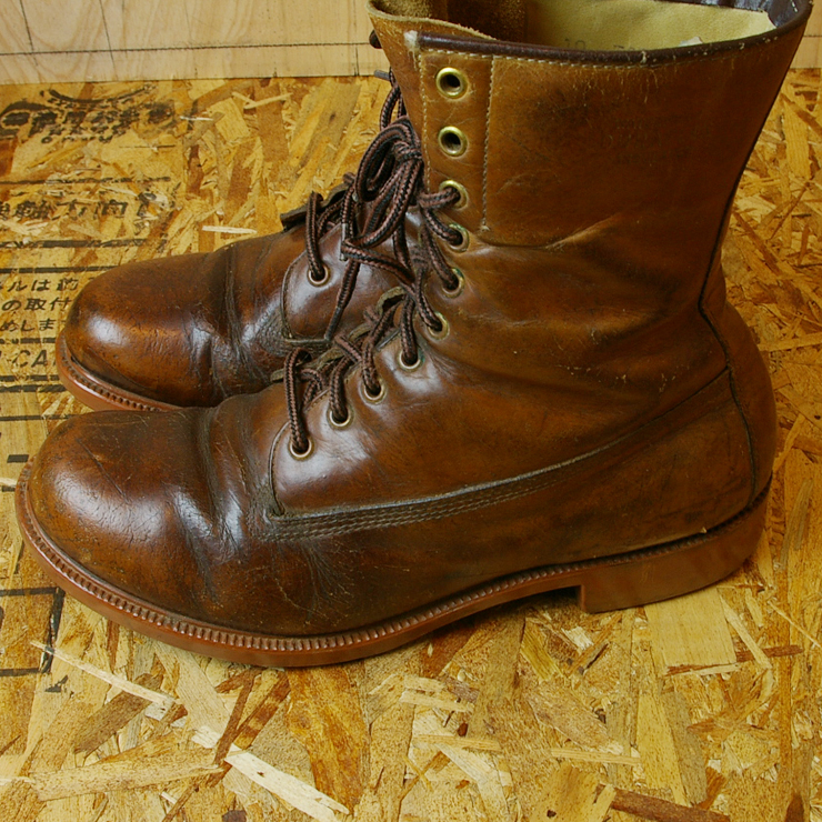 ビンテージカナダ製ブラウン本革レザー編み上げハンティングワーク