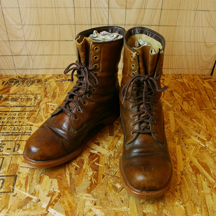 ビンテージカナダ製ブラウン本革レザー編み上げハンティングワーク