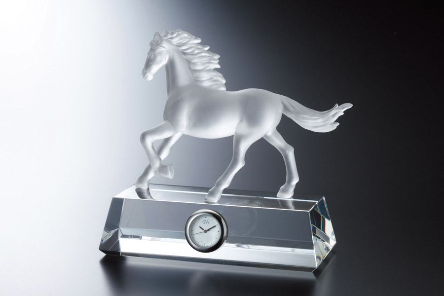 馬 フィギュアクロック / ガラスアート ギフト アトリエピジョン