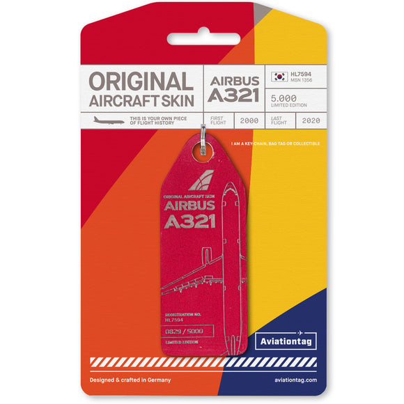 Aviationtag Asiana A321 Red Aircraft Skin Tag HL7594