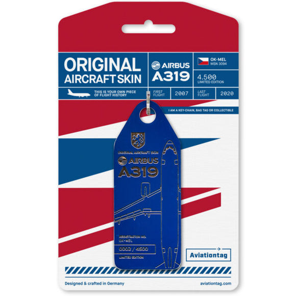 Aviationtag Czech Airlines Airbus A319 Aircraft Skin Tag Blue (OK-MEL)