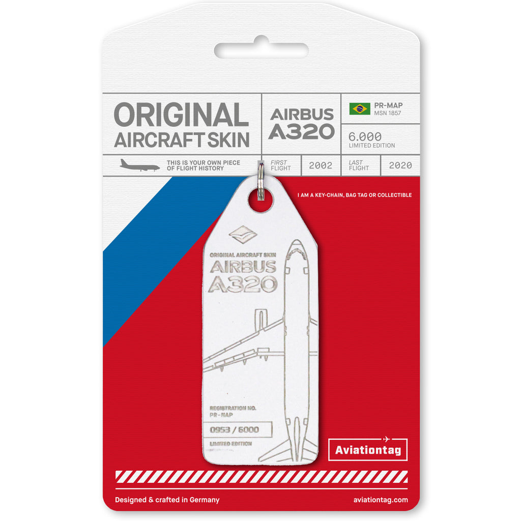 Airplane Skin Tags | Airbus A320 PR-MAP Keychain | Aviationtag