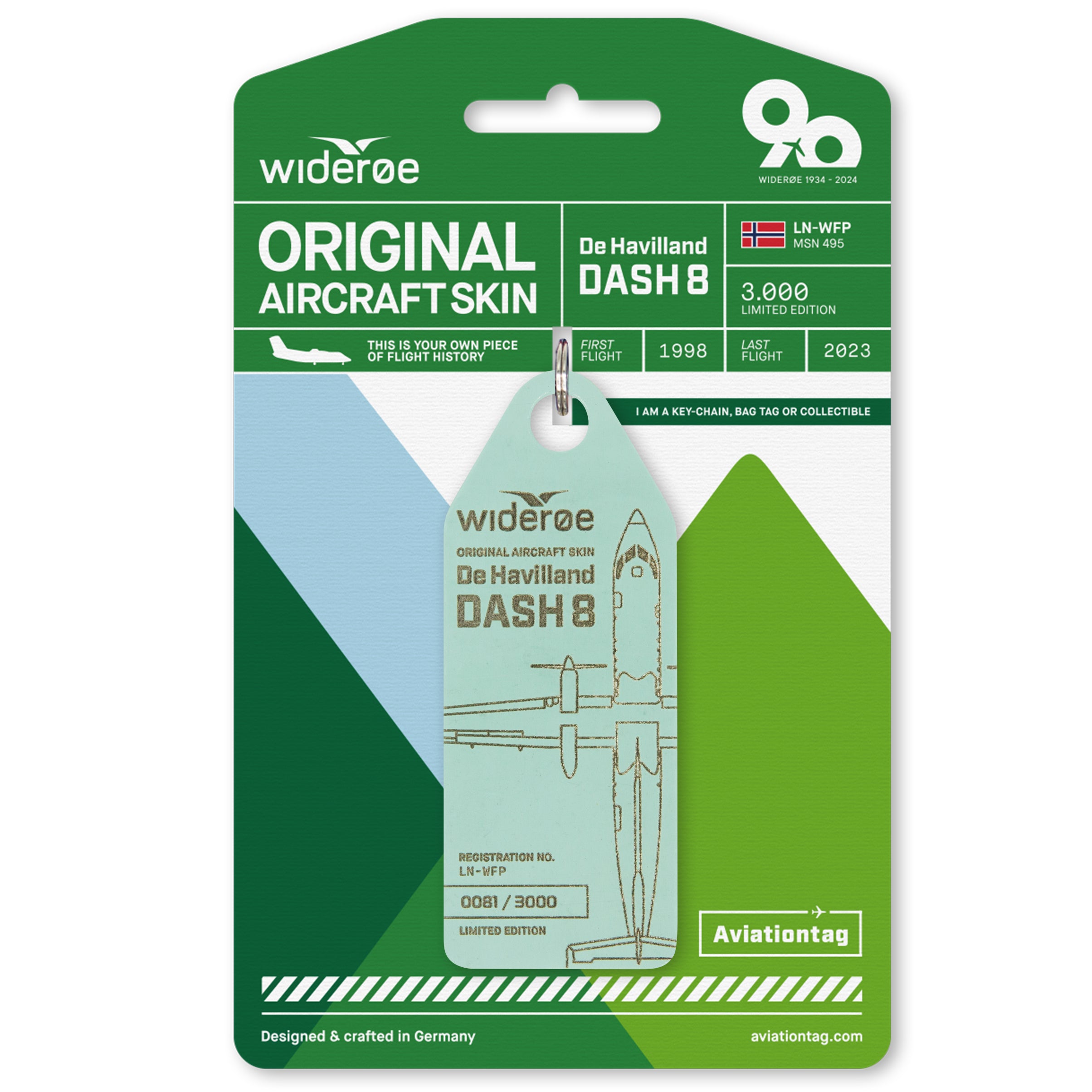 AVIATIONTAG Dash8 Widerøe mint キーホルダー Widerøe's 90th