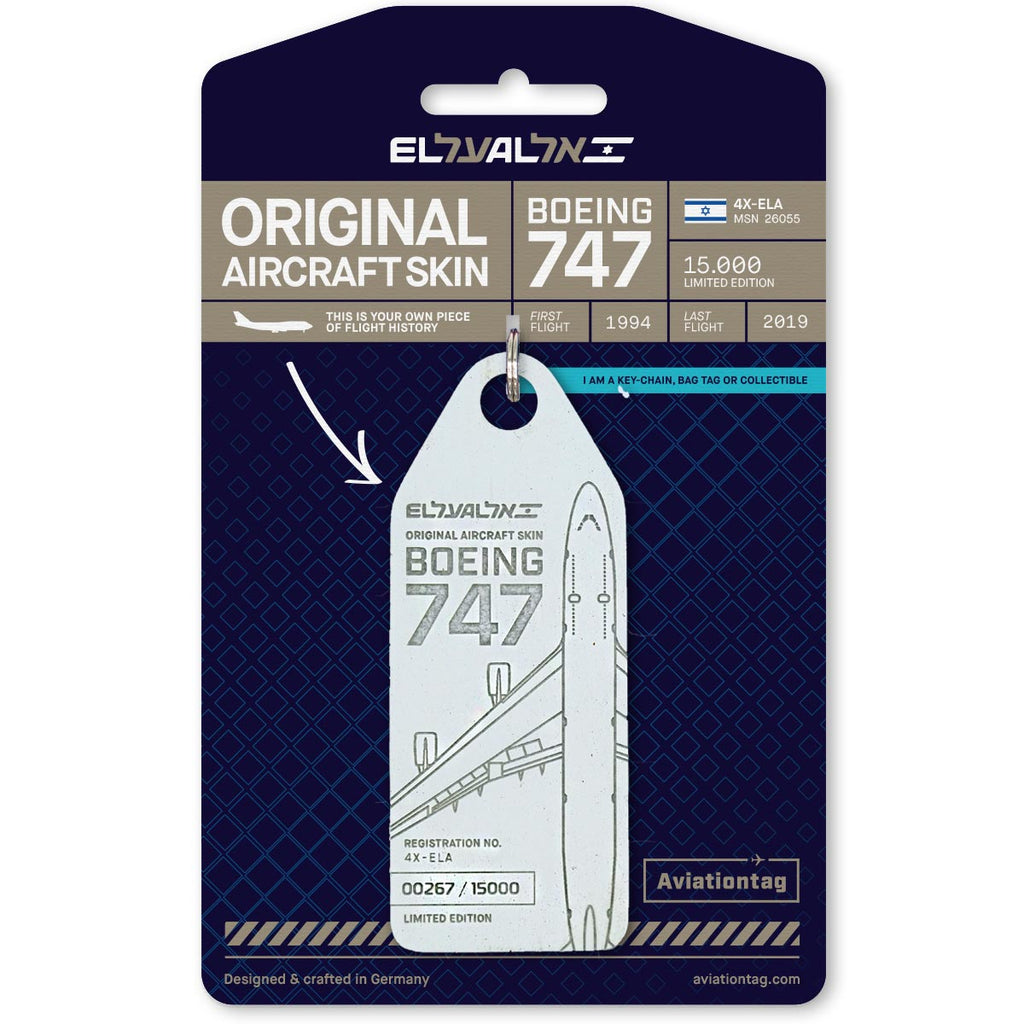 747 Skin Tags | El Al Boeing 747 4X-ELA Keychain | Aviationtag