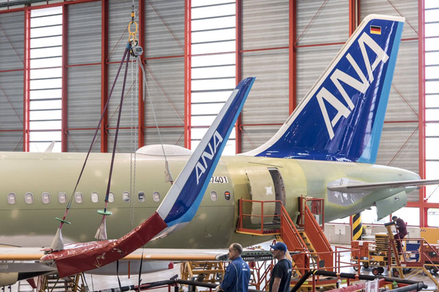 ANAのA320neo、初号機が塗装完了