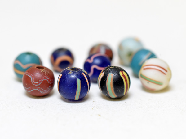 2409】江戸とんぼ玉 手毬のような小さなガラスビーズ10個セットS