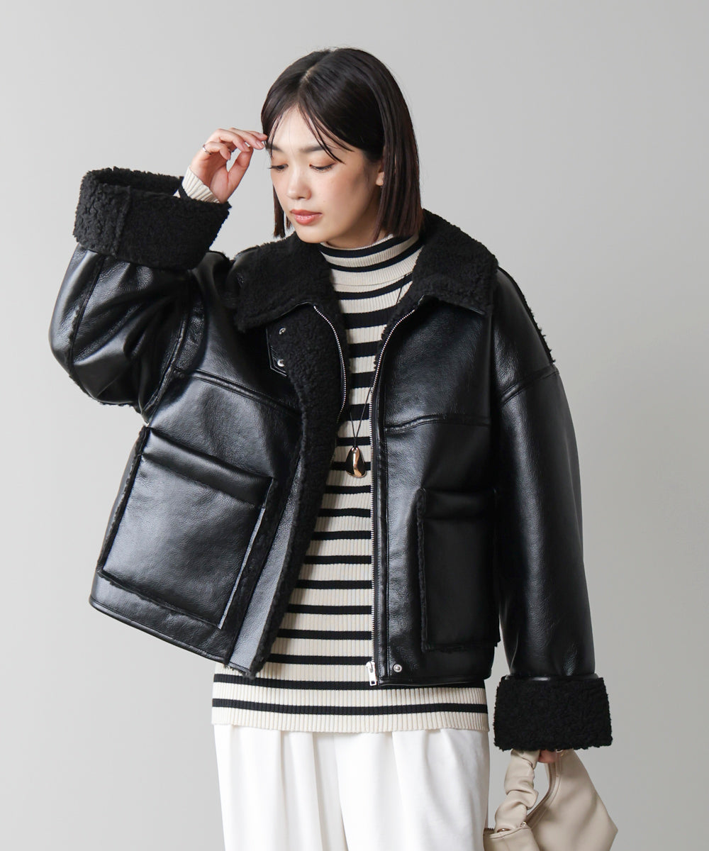 レザーボアブルゾン