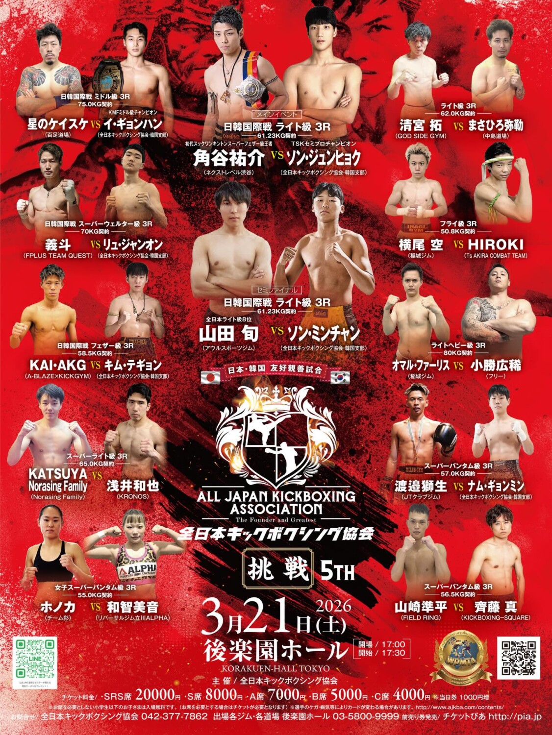 全日本キックボクシング協会 3.21 後楽園ホール：角谷祐介、山田旬、義