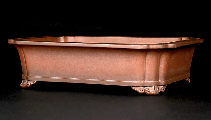 紫泥外縁隅入長方鉢 | 盆栽、盆栽書籍、盆栽鉢の通販│近代出版