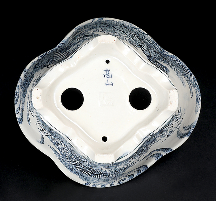 高山染付龍図木瓜式鉢 | 盆栽、盆栽書籍、盆栽鉢の通販│近代出版