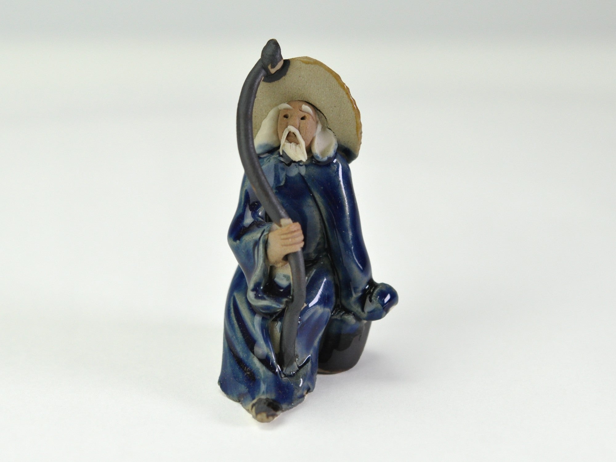 陶器の置物 フィギュア 杖をついた老人の販売｜盆栽妙 – 盆栽妙 本店