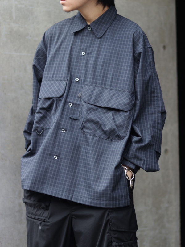 DAIWA PIER39 TECH SPORTS OPEN COLLAR SHIRT L/S PLAID - BOOMERANG