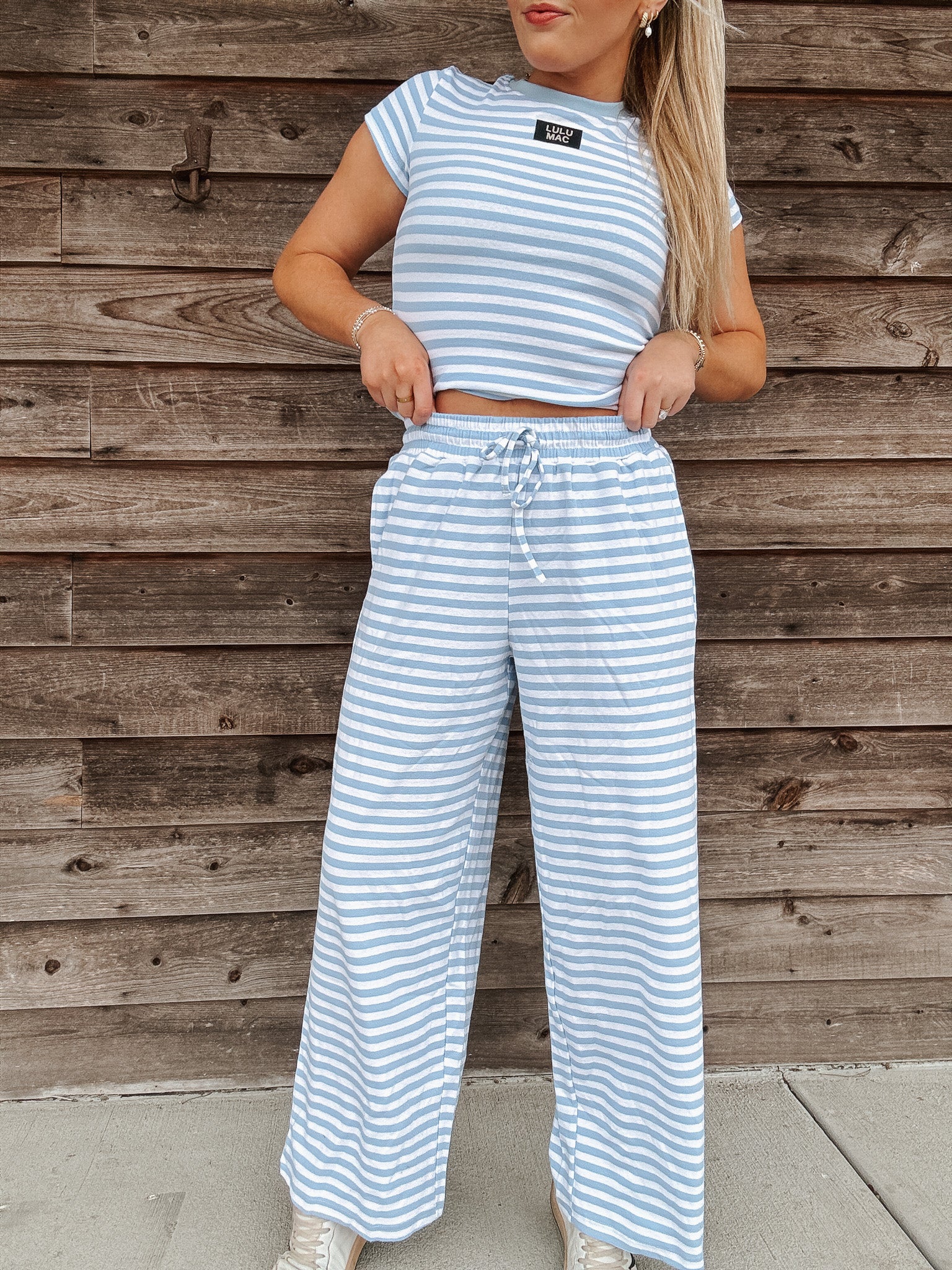 Lulu Mac Stripe Society Pants in Light Blue – Boot Country