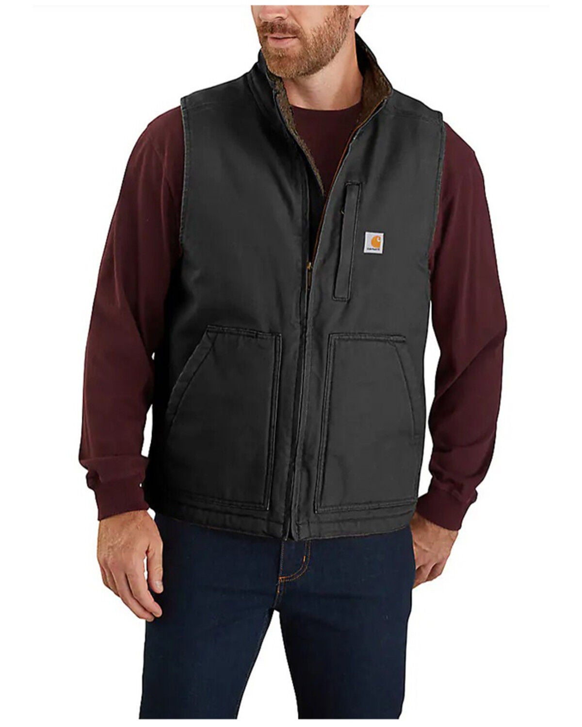 Carhartt Men's Duck Sherpa Lined Mock Neck Work Vest - Tall | Boot