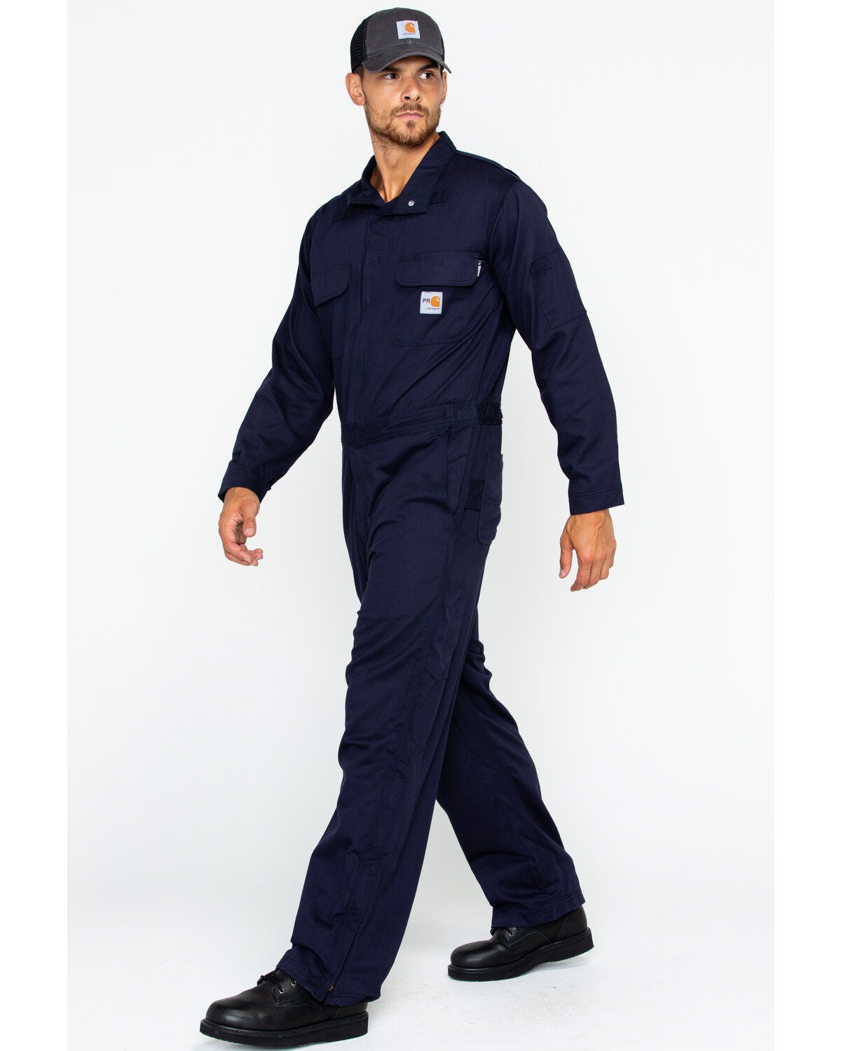 Carhartt Men's Navy Flame-Resistant Deluxe Coveralls | Boot Barn