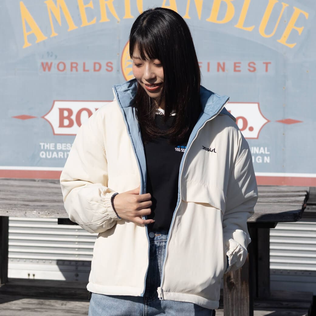 X-girl エックスガール フェイス パッチ リバーシブル ジャケット