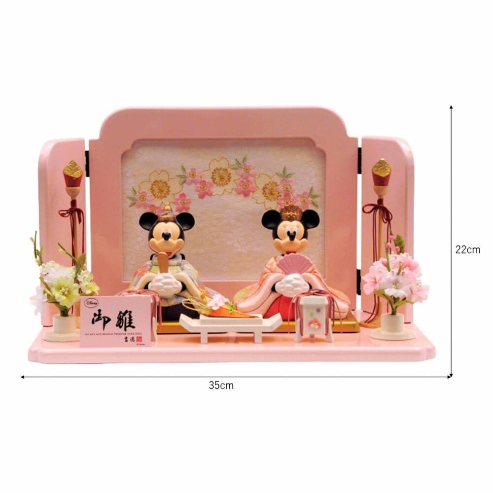 雛人形】ディズニー 木目込み親王飾り「ミッキー＆ミニー ピンク