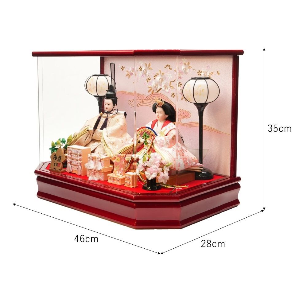 雛人形】ケース飾り 親王飾り「流水桜アクリル」（322927）ひな人形