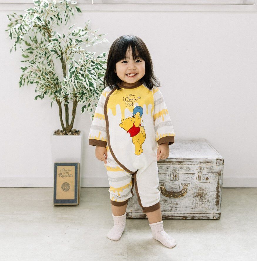 Disney ディズニー 長袖前開きロンパース おしり顔 くまのプーさん