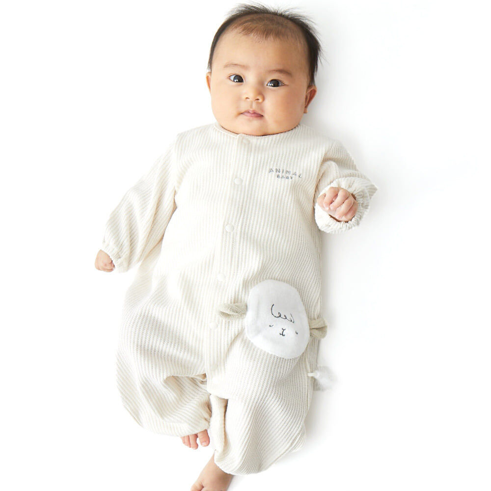 新生児2WAYドレス ひつじアップリケ (オフホワイト×50-70cm) ベビーザ