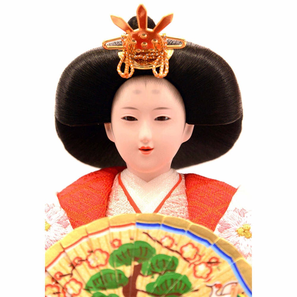 雛人形】ケース飾り 親王飾り「金彩桜に玉手箱白塗六角」 (322347