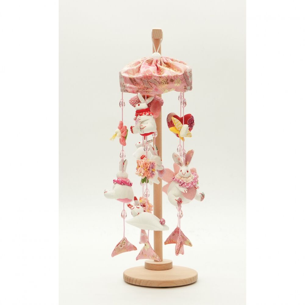 雛人形】つるし飾り 小 ミニ 高さ34cm 桃うさぎ (351951)つるし飾り