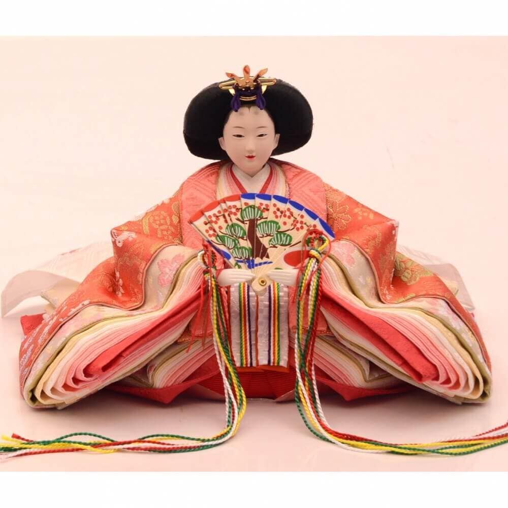 雛人形】収納飾り 親王飾り「桜刺繍格子屏風けやき塗」 (605841