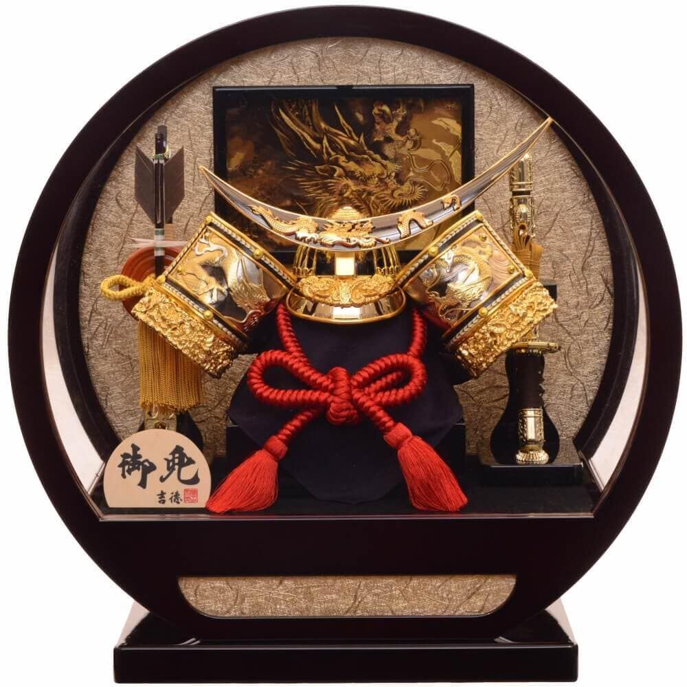 五月人形】兜飾り ケース飾り「伊達政宗 丸形マグネットアクリルケース