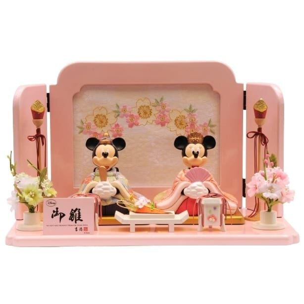 雛人形】ディズニー 木目込み親王飾り「ミッキー＆ミニー ピンク