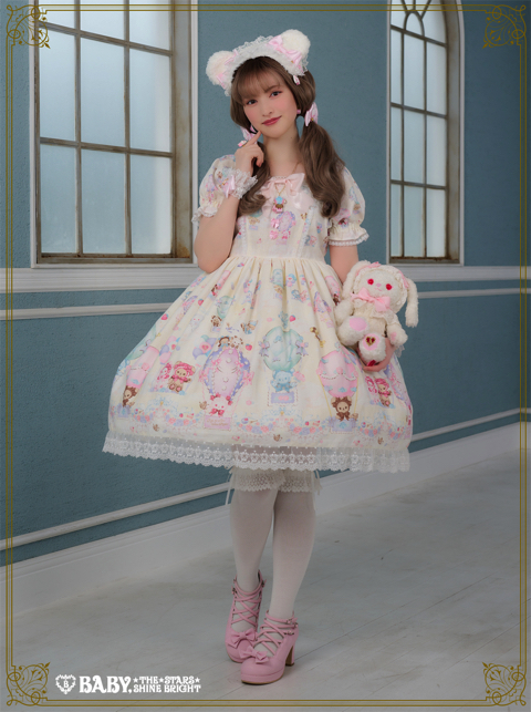 くみゃちゃんのふわふわお空でTea PARTY柄ワンピース＆くみゃみみ