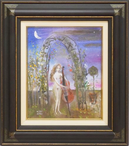 ⭕️油絵 二科会員 織田広比古 画題[月とバラ] F3号 東京銀座 日動画廊