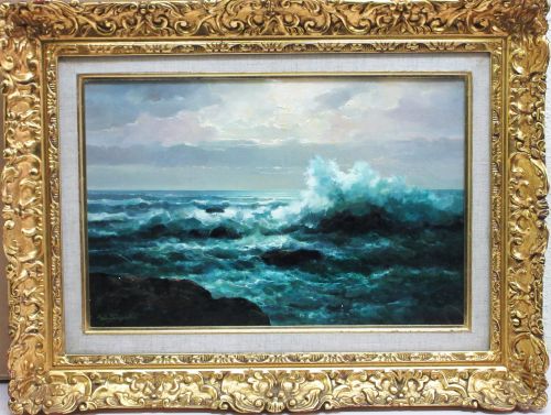 鈴木政輝「岩打つ波」の買取実績｜千葉県船橋市 油絵・油彩画