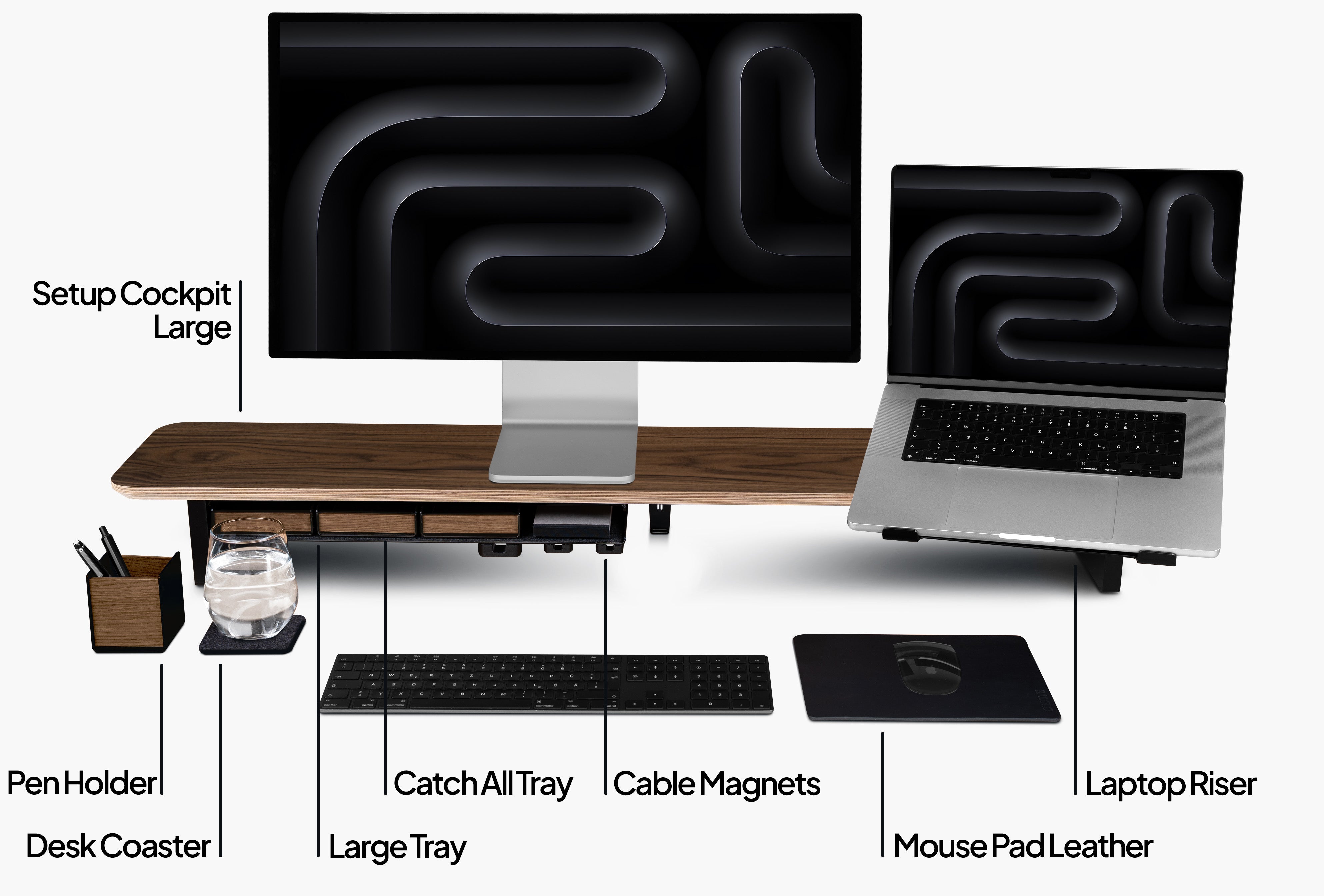 The Setup Cockpit Large & Laptop Riser Set - Walnut | BALOLO