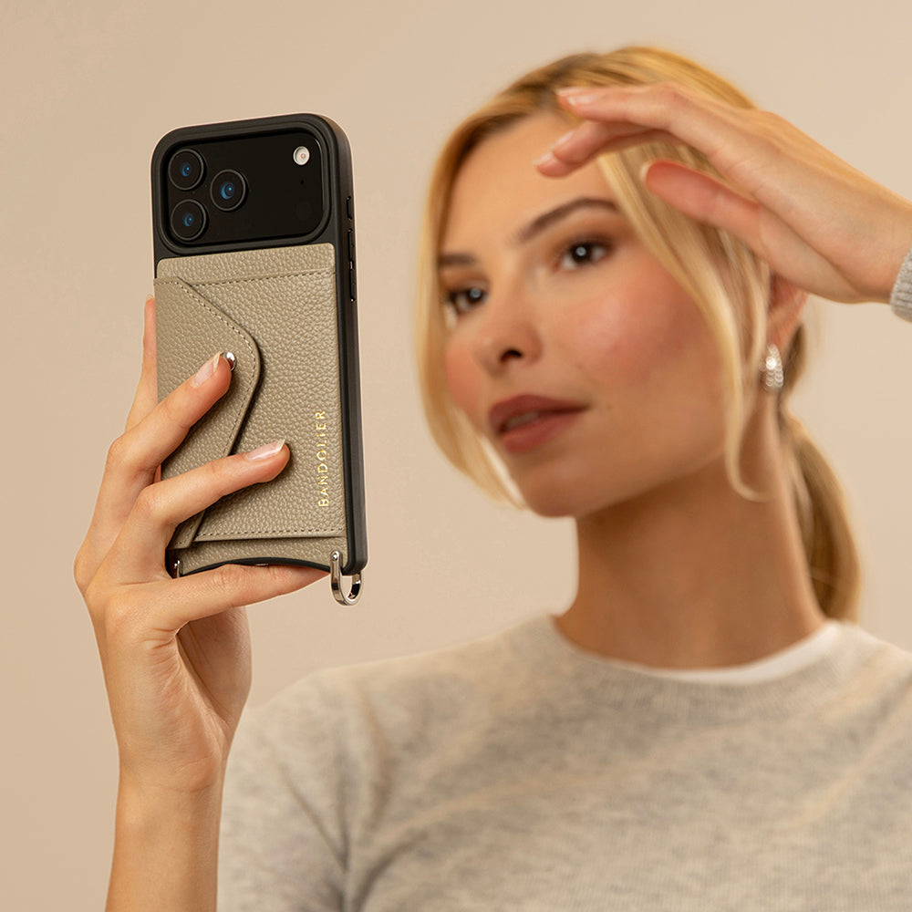 Hailey Side Slot Bandolier Greige/ Silver