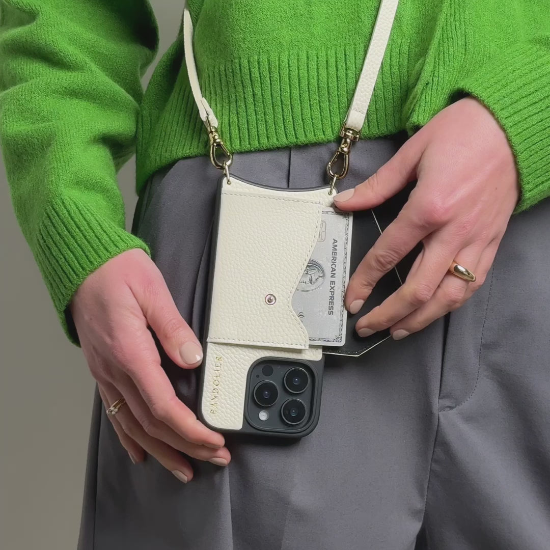 Donna Side Slot Crossbody Bandolier - Ivory/Gold