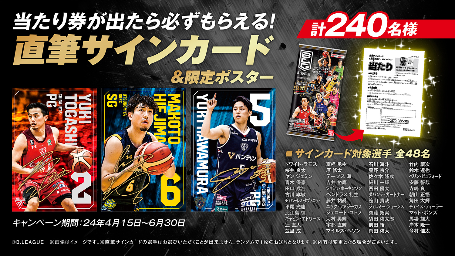 B.LEAGUE ツインウエハース 当たり券が出たら必ずもらえる！直筆サイン