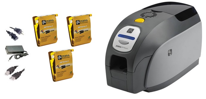 Zebra ZXP Series 3 ID Card Printer (Ink Cartridges and Power