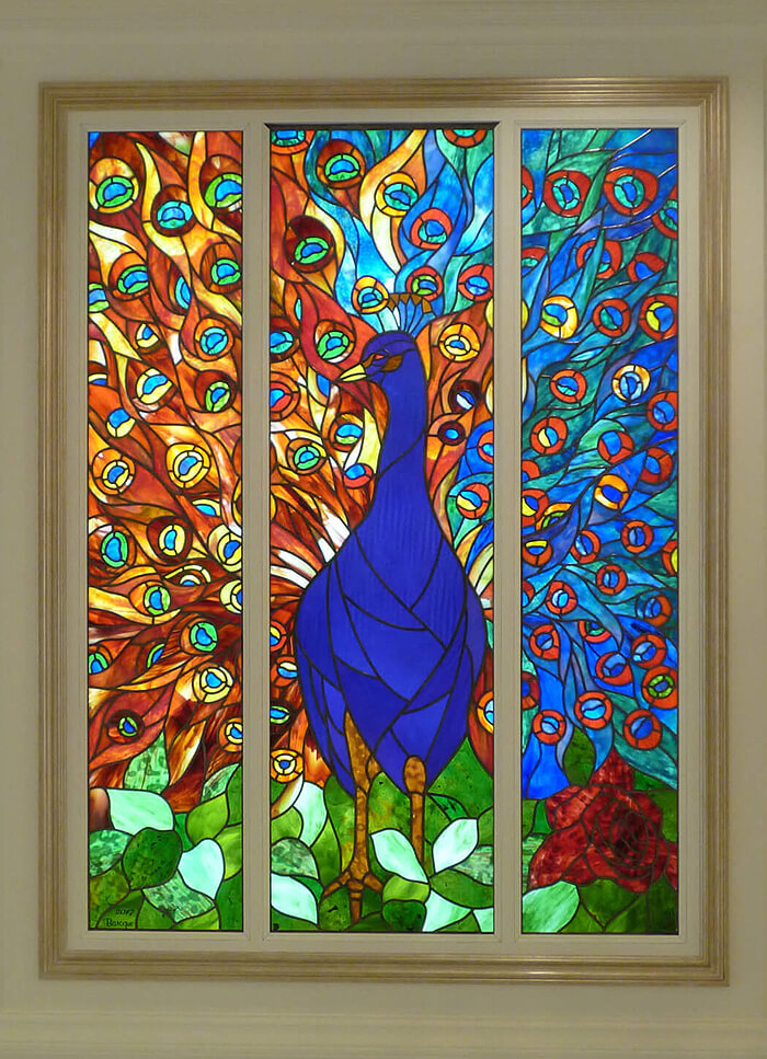 ハイグレードなデザイン-002「孔雀」| ステンドグラスバロック