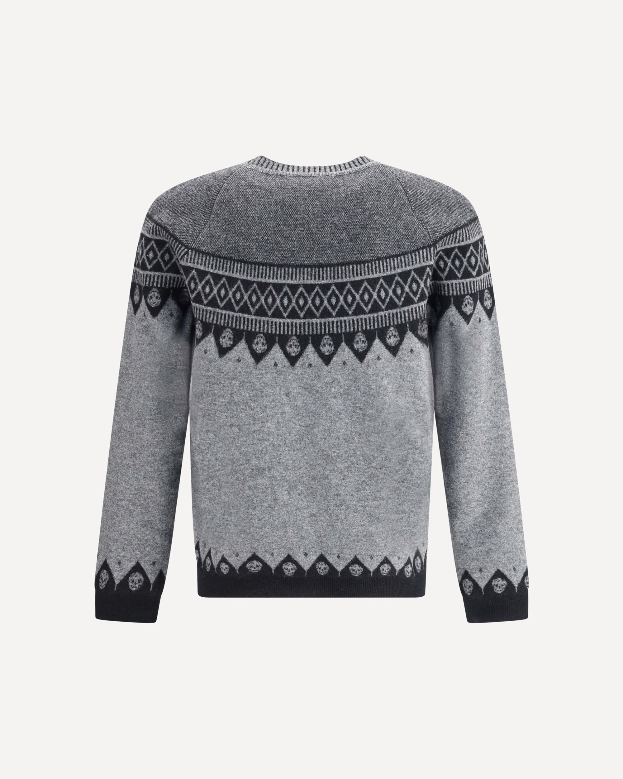 ALEXANDER McQUEEN Jacquard pattern with skulls Sweater GREY | Base Blu